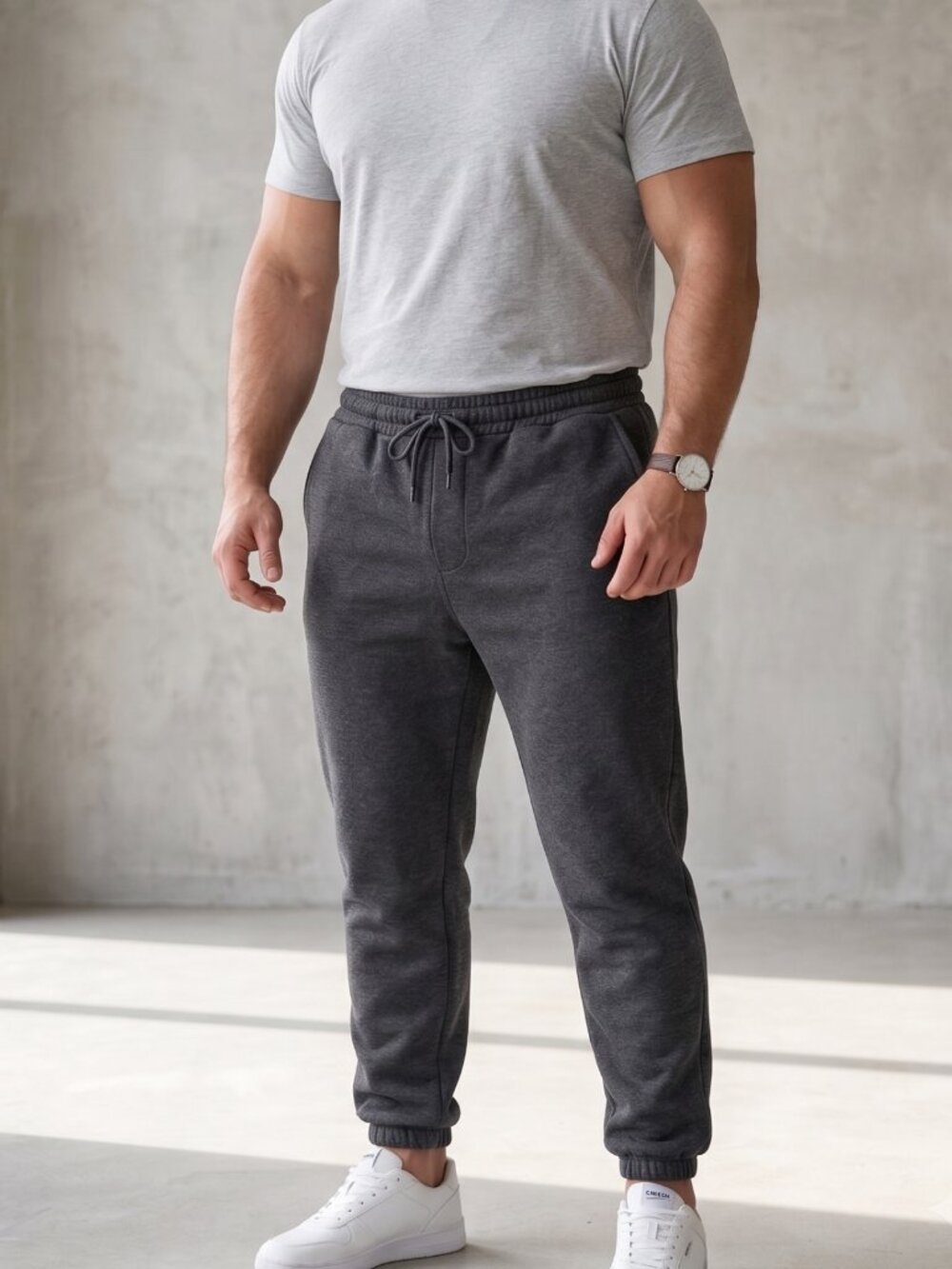 NWOT | Charcoal Gray Heathered Sweatpants | Ribbed Joggers | Size XXL